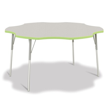 Jonti-Craft Berries Six Leaf Activity Table, 60 in., A-height, Freckled Gray/Key Lime/Gray 6458JCA130